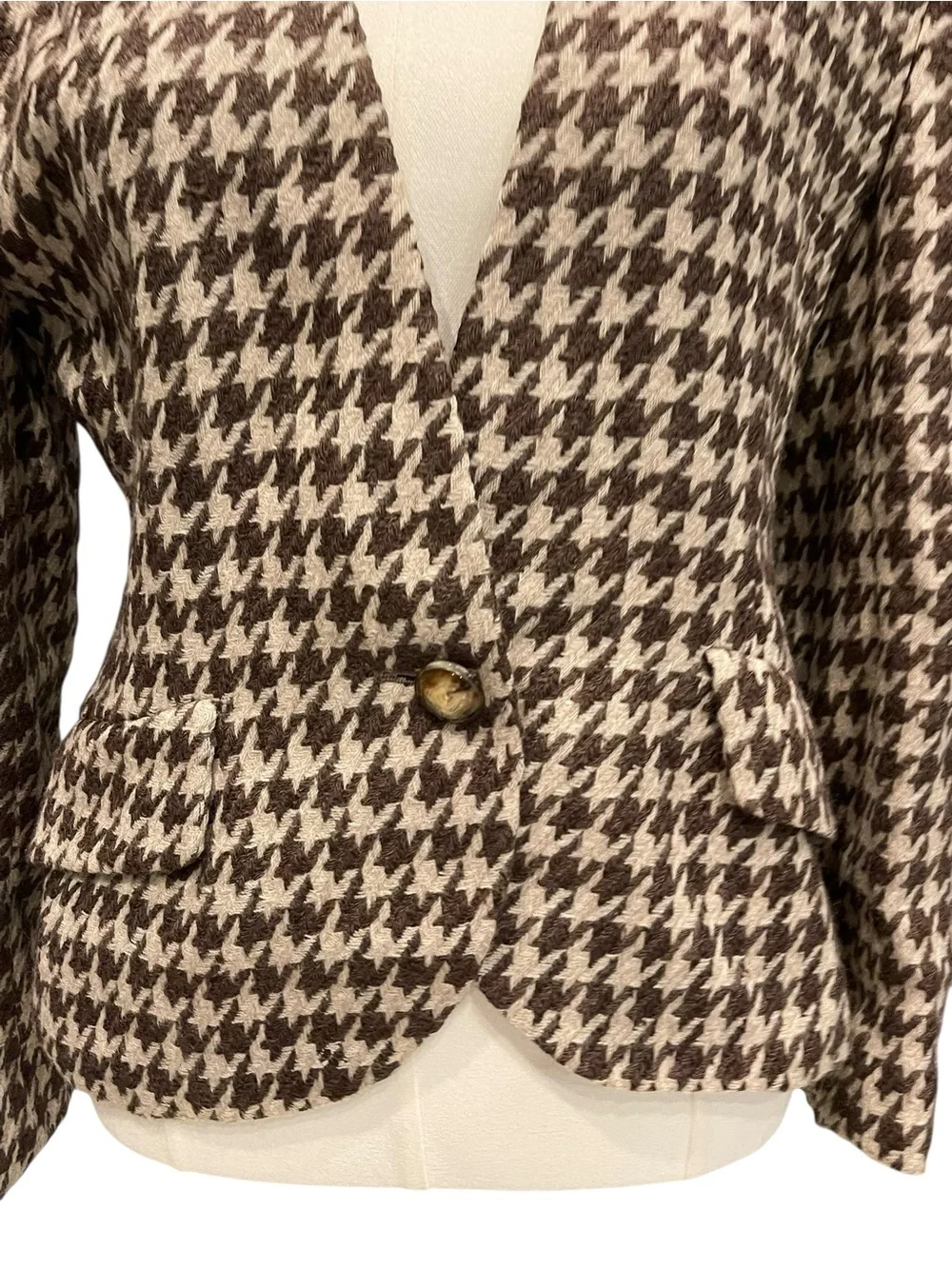 VINTAGE CHRISTIAN DIOR BROWN CHECK HOUNDSTOOTH BLAZER JACKET 8